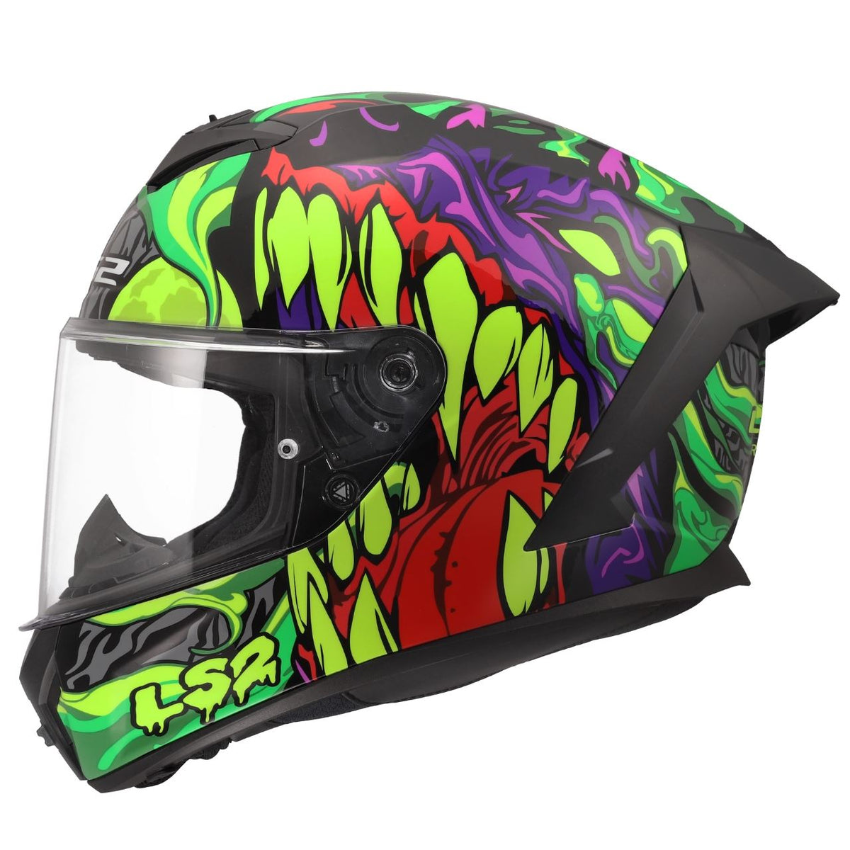 LS2 Rapid III Full Face Street Helmet | Lycant | Gloss Black/Green/Purple | XS–3XL | 820-1141