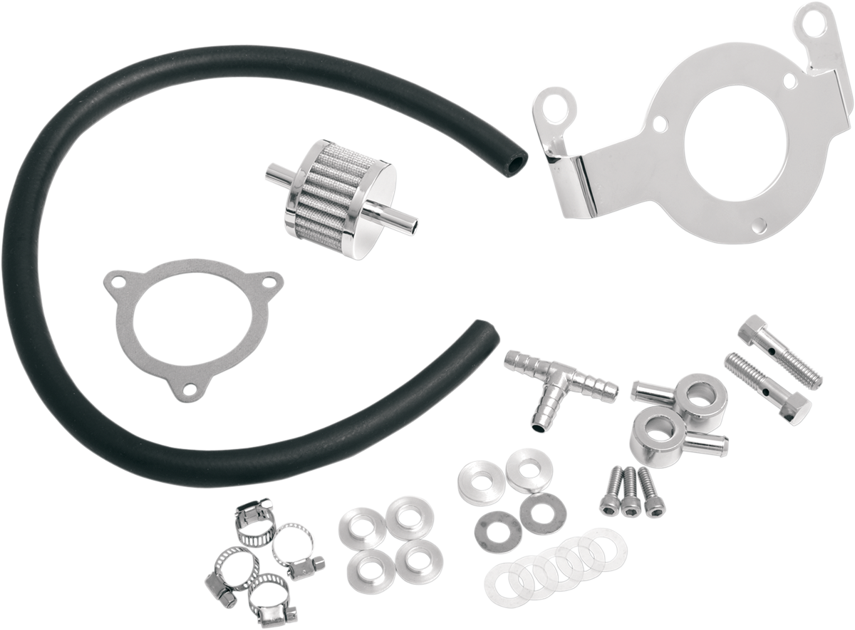 DRAG SPECIALTIES Crankcase Breather with Support Bracket Kit - Dyna/Softail/Touring/Trike 120185