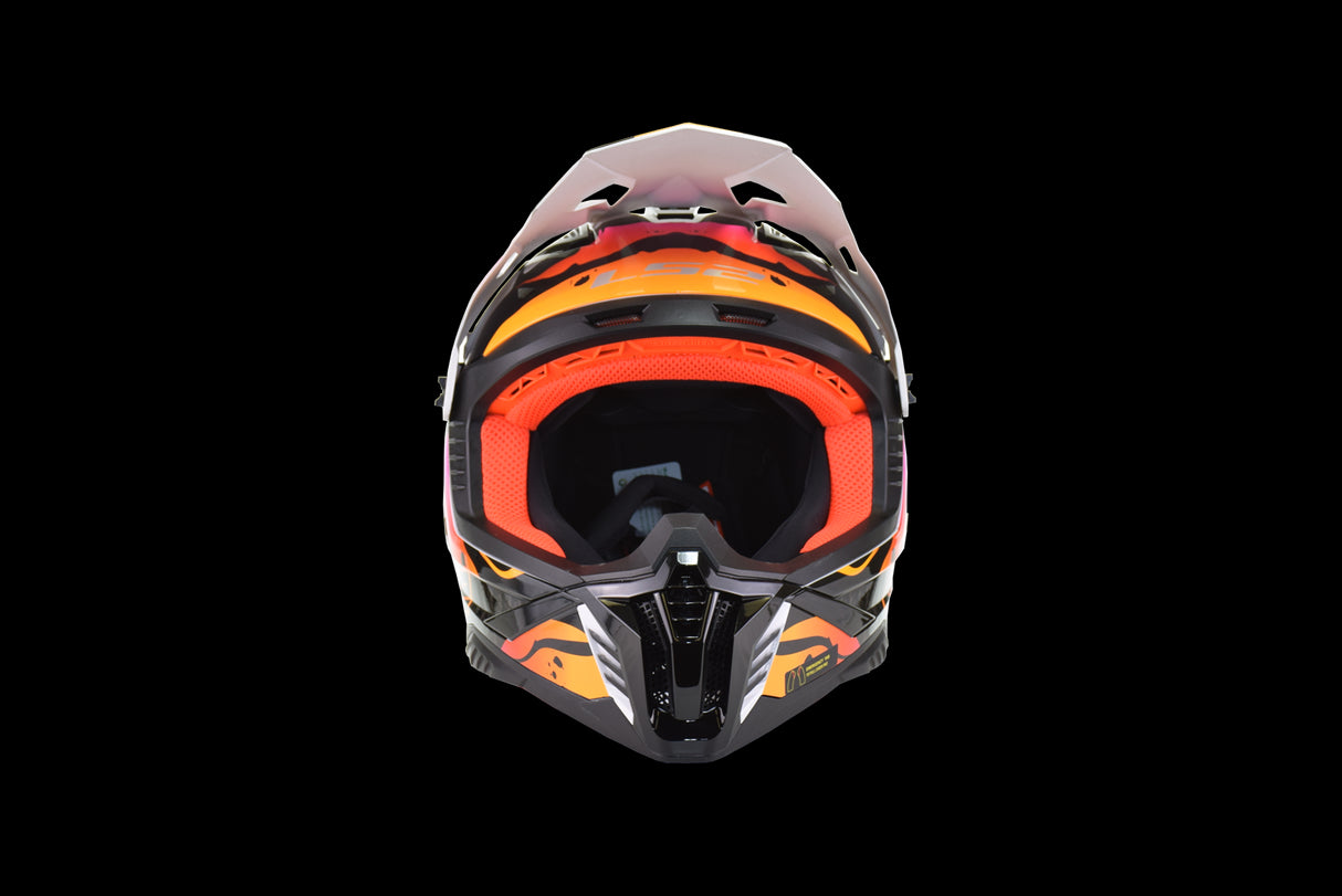 LS2 - Gate II Motocross Helmet - Wash - Gloss White/Orange/Purple