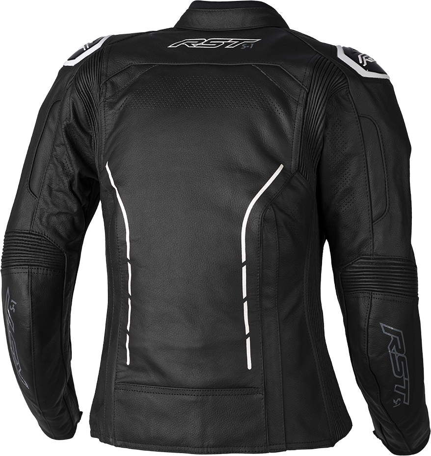 Ladies S1 Ce Jacket Black/White Leather Lg