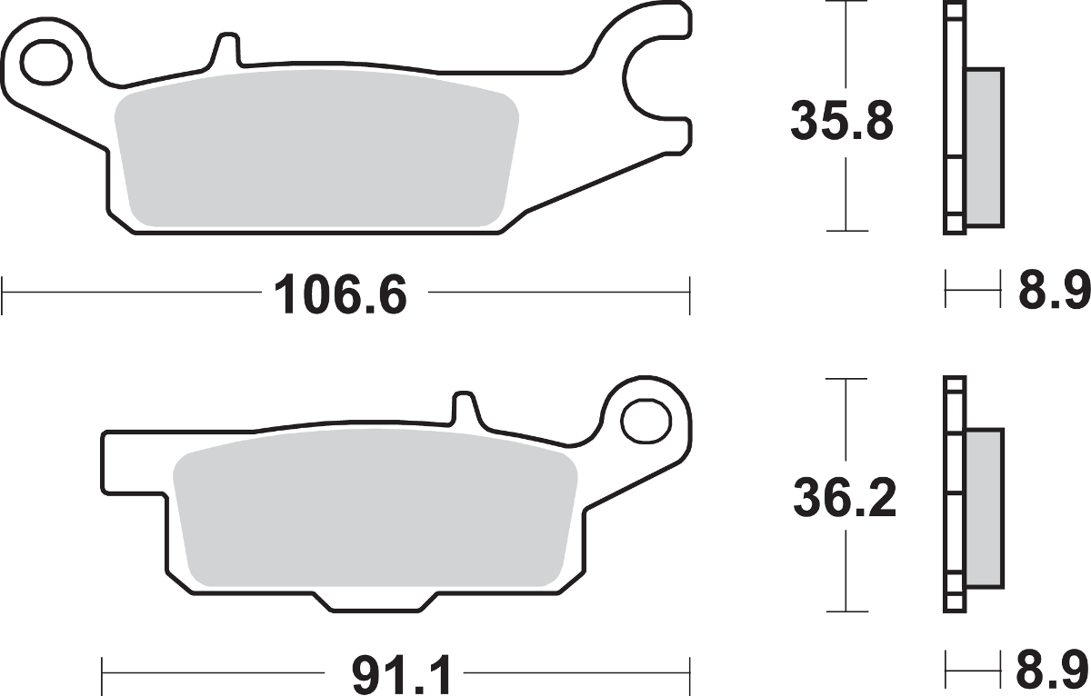 SBS Sintered Rear Left Brake Pads - 852SI (Yamaha Grizzly FI 4x4 Auto / Grizzly / YFM 550 Grizzly 2007–2025)