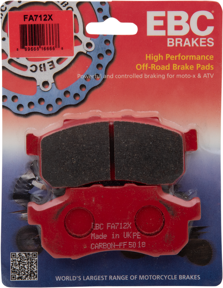 EBC FA Series Organic Base Front Brake Pads - FA712X (Honda Pioneer 700 / Pioneer 500 / Pioneer 520 2014–2023)