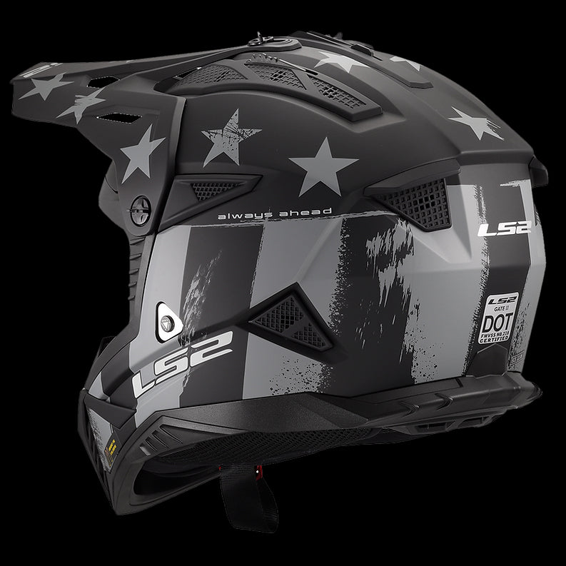 LS2 - Gate II Battle Scar Moto Helmet Matte Gray Tonal Black