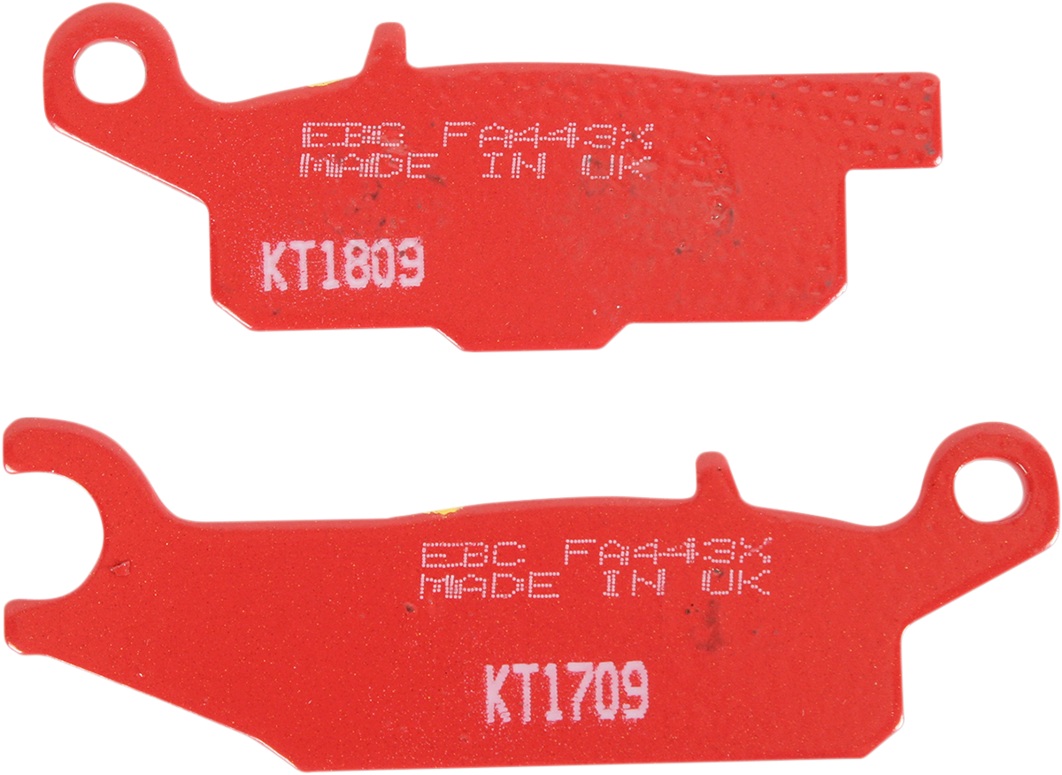EBC FA-TT Series Semi-sintered Front Left Brake Pads - FA443X (Yamaha Grizzly FI 4x4 Auto / Kodiak / YFM700K Kodiak 2007–2022)