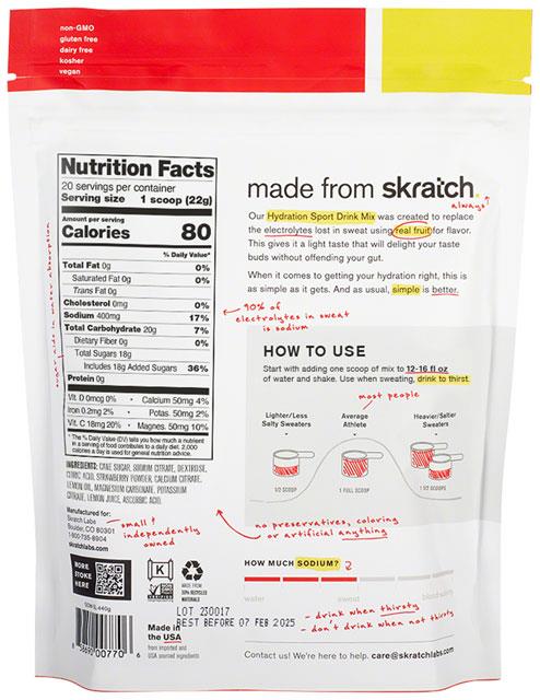 Skratch Labs Hydration Sport Drink Mix - Strawberry Lemonade, 20 -Serving Resealable Pouch
