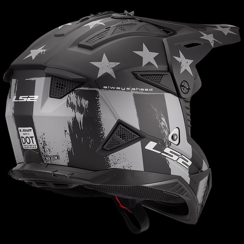 LS2 - Gate II Battle Scar Moto Helmet Matte Gray Tonal Black