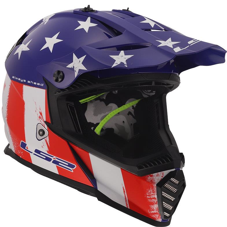 LS2 Gate Youth Battle Scar MX Helmet Gloss Red White Blue