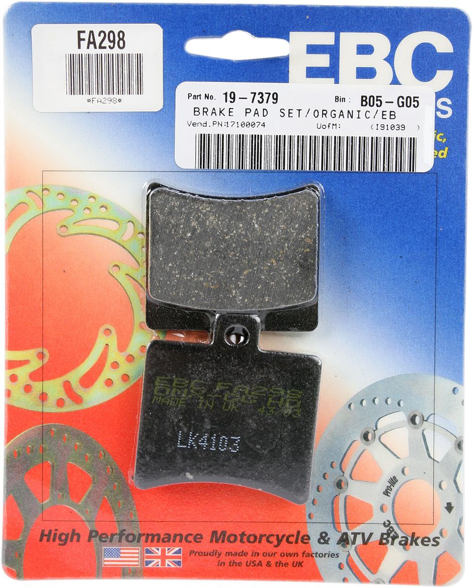 EBC FA Series Organic Base Brake Pads - FA298 (Aprilia RS 125 / Hyosung GT650R 2003–2016)