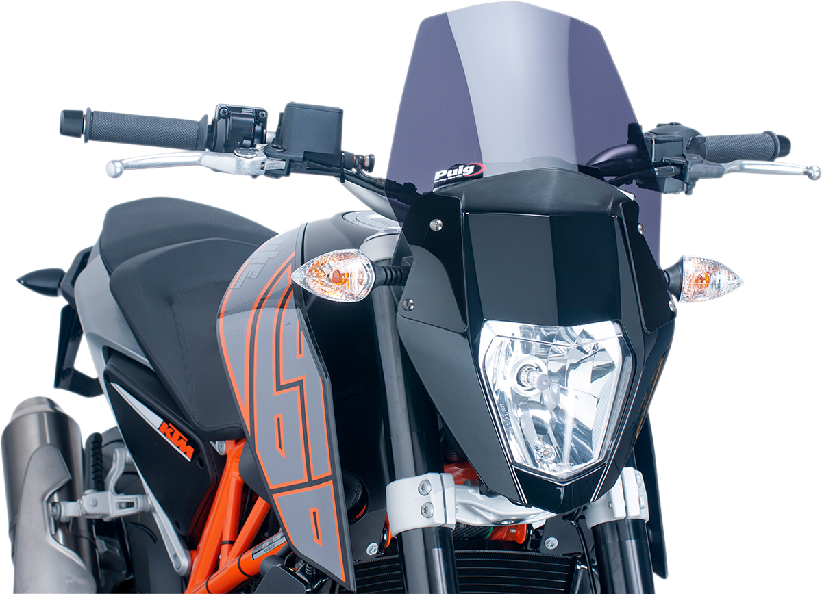 Puig Hi-Tech Parts 6009F New Generation Windscreen - 10-1/2" - Dark Smoke - KTM 690 | Street
