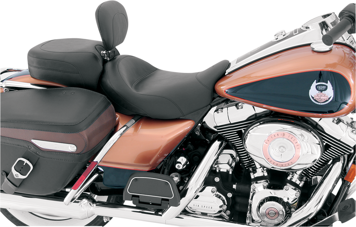 MUSTANG Wide Solo Seat - With Backrest - Vintage - Black - Smooth - FL '08+ 79600
