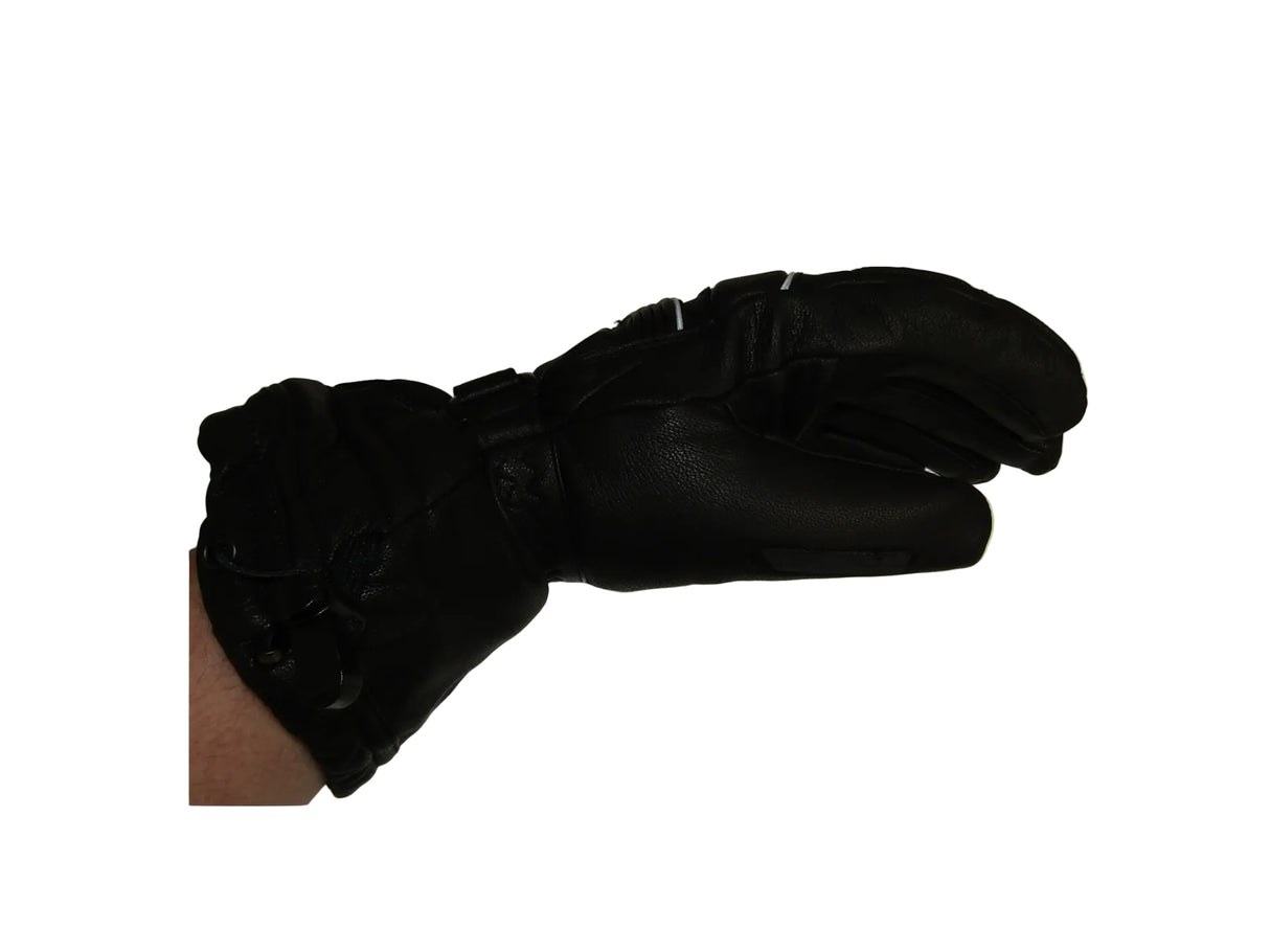 Black leather gloves on a white background