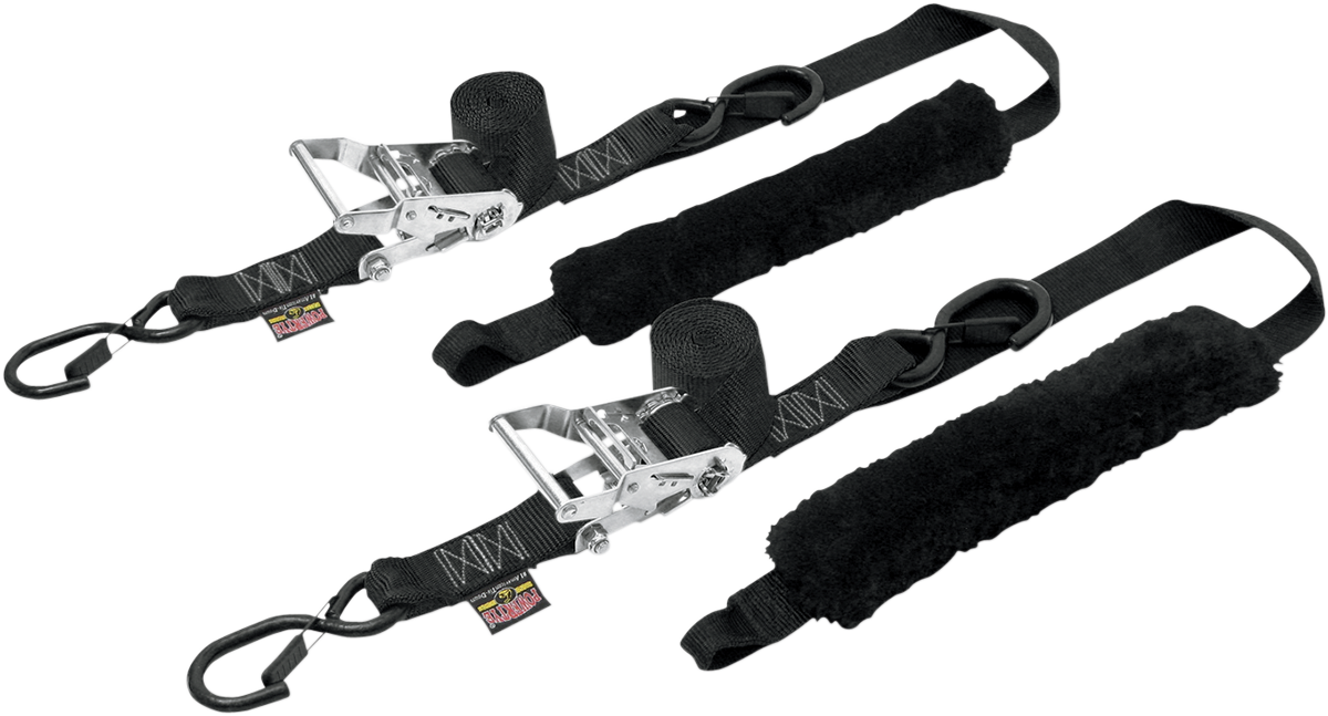 Powertye Mfg. 30622-S Soft-Tye Tie-Down Straps - Ratchet - 1-1/2" x 6-1/2' - Black | Adventure/ATV/UTV