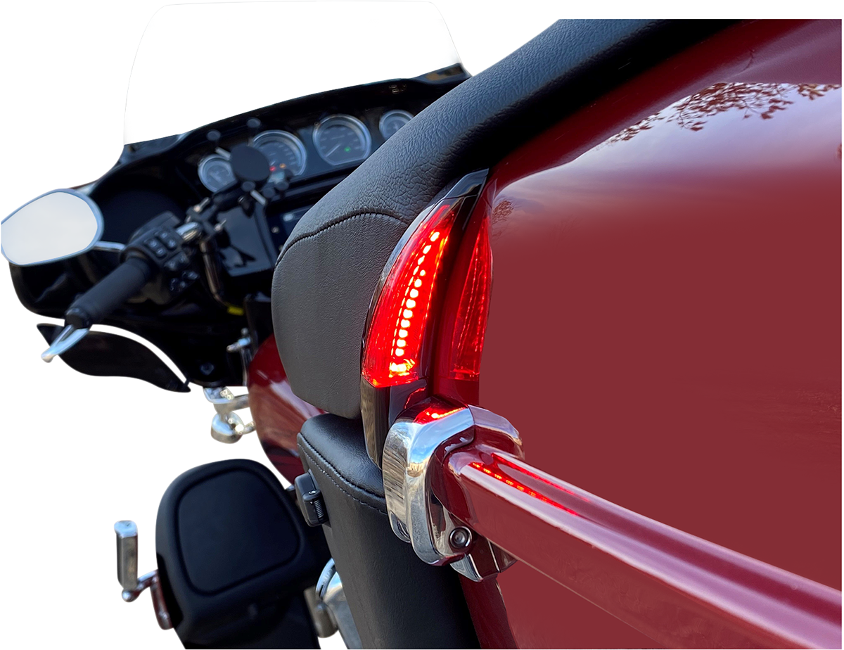 Custom Dynamics Sequential Tour Pak Seat Back Rest LED Lights - Black/Red - FLH CD-TPBR-14-RB - Cycle City Outdoors