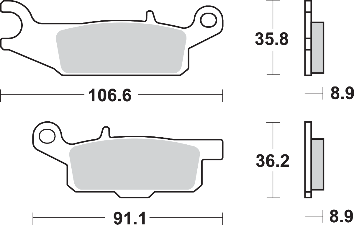 SBS Sintered Rear Right Brake Pads - 851SI (Yamaha Grizzly FI 4x4 Auto / Grizzly / YFM 550 Grizzly 2007–2025)