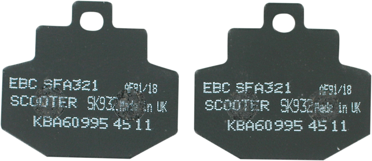 EBC SFA Series Organic Base Rear Left Brake Pads - SFA321 (Vespa GTS 300 / Piaggio Fly 150 2004–2023)