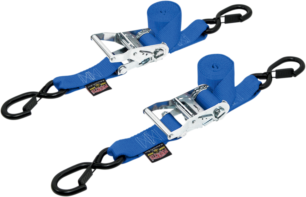 Powertye Mfg. 30573-S Soft-Tye Tie-Down Straps - Ratchet - with Latch Hooks - 1-1/2" x 6-1/2' - Blue