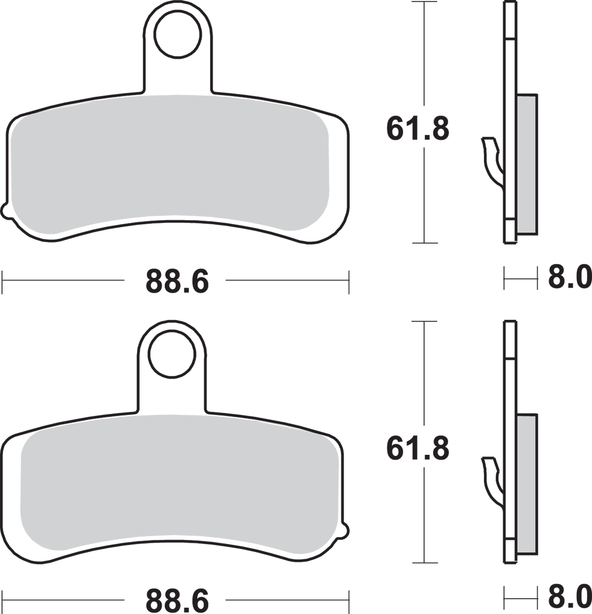 SBS HS Series Sintered Front Brake Pads - 853H.HS (Harley-Davidson FXDB Street Bob / FXDF Fat Bob / FXDWG Dyna Wide Glide 2008–2017)