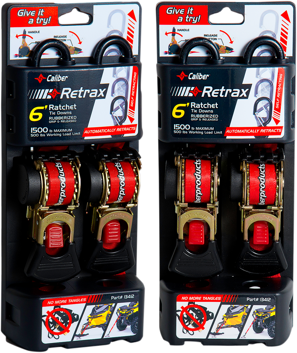 Caliber 13412 Retrax 6' Self Rewind Tie | Adventure/ATV/UTV