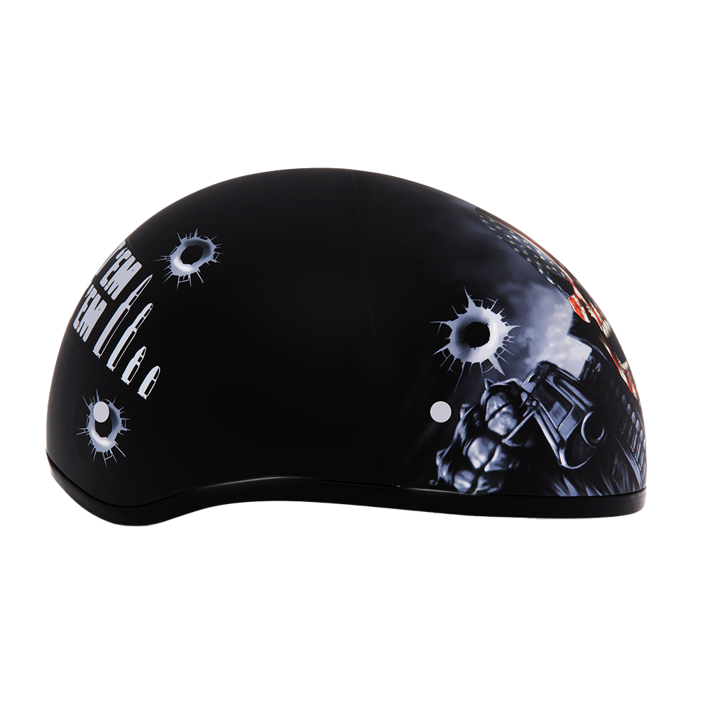 DOT Approved Daytona Motorcycle Half Face Helmet - Skull Cap Graphics for Men & Women, Scooters, ATVs, UTVs & Choppers - W/ Come Get 'Em