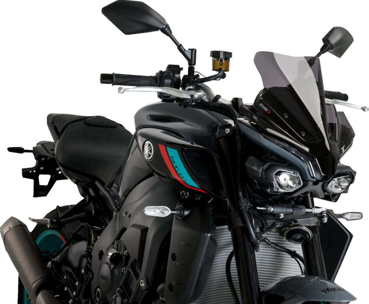 Puig Hi-Tech Parts 21361F New Generation Sport Windshield - 14" - Dark Smoke - MT-10/SP | Street