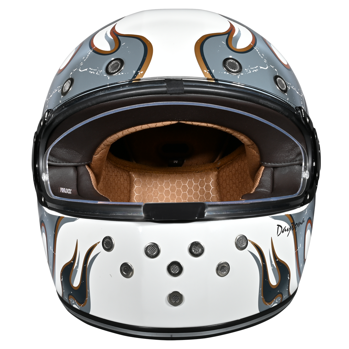 Daytona Retro Full Face Helmet | Flames | DOT + ECE 22.06 | Men, Women & Youth