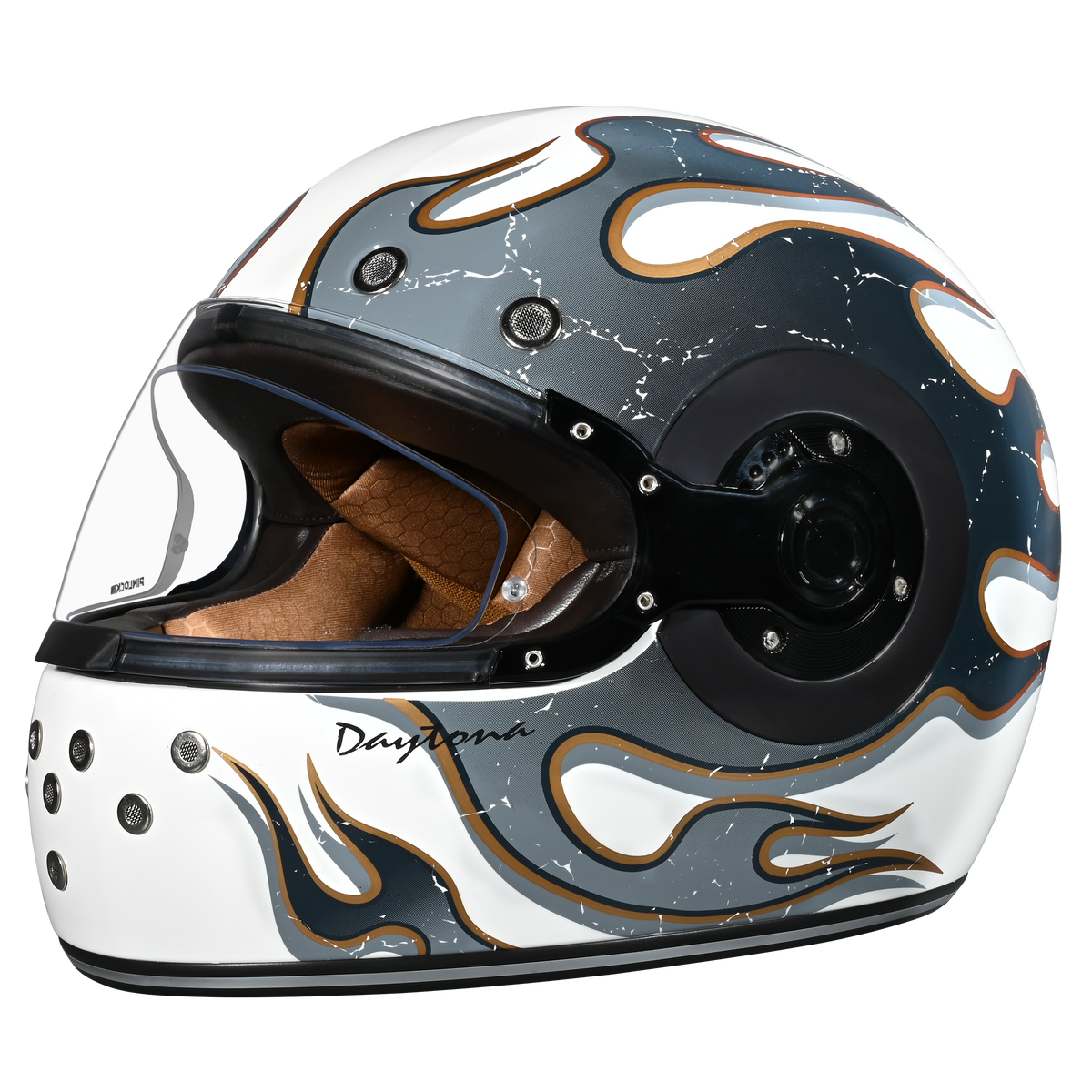 Daytona Retro Full Face Helmet | Flames | DOT + ECE 22.06 | Men, Women & Youth