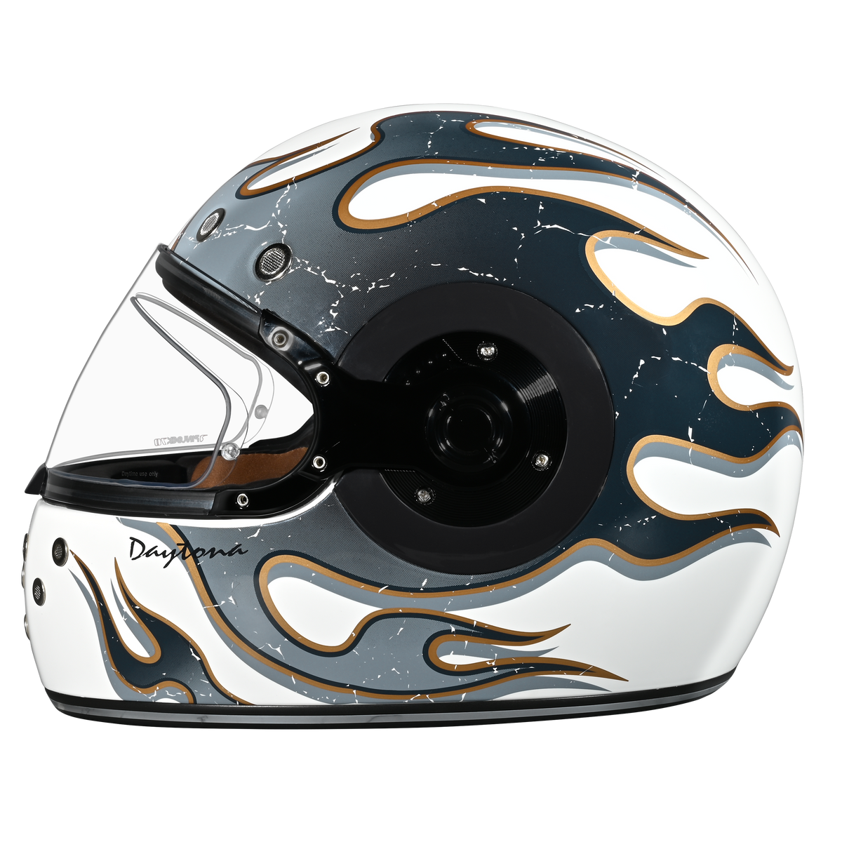 Daytona Retro Full Face Helmet | Flames | DOT + ECE 22.06 | Men, Women & Youth