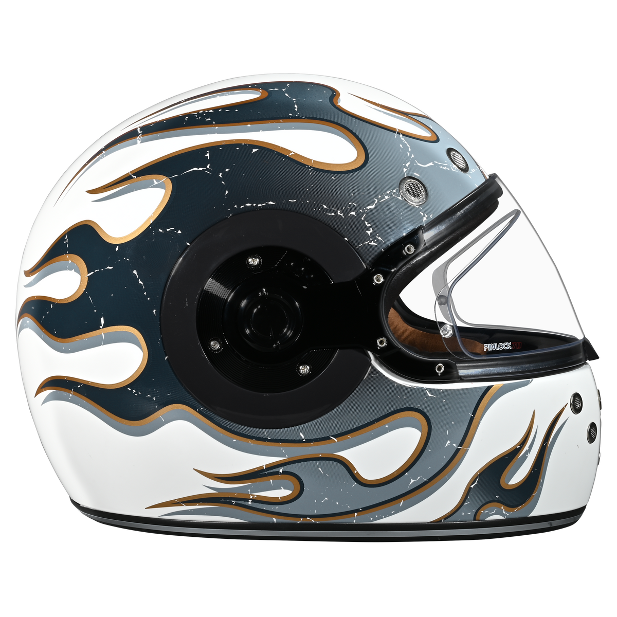 Daytona Retro Full Face Helmet | Flames | DOT + ECE 22.06 | Men, Women & Youth