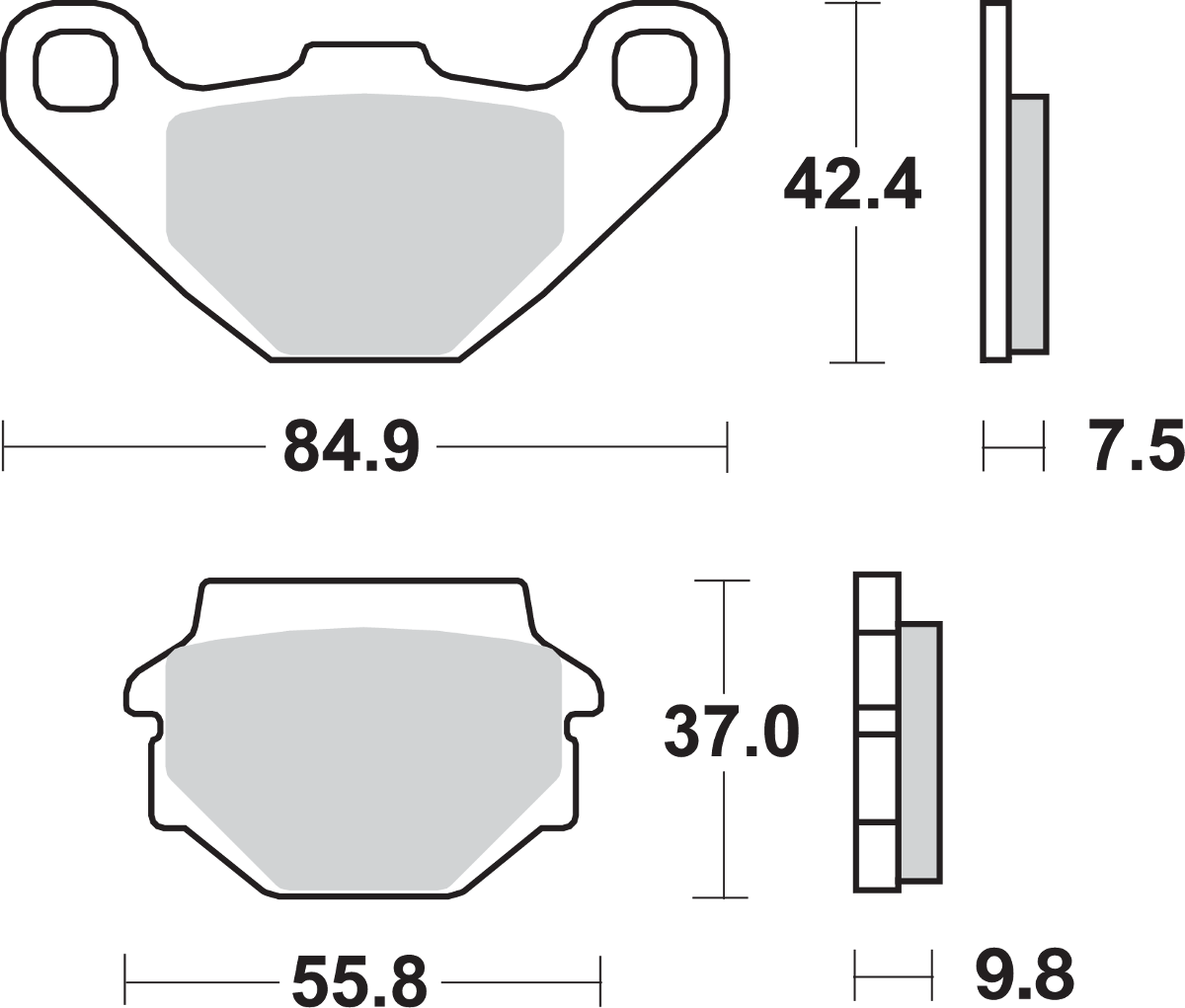 SBS HF Series Organic Base Brake Pads - 546HF (Kawasaki / KTM / Suzuki / Yamaha / CFMOTO / Hisun 1983–2025)