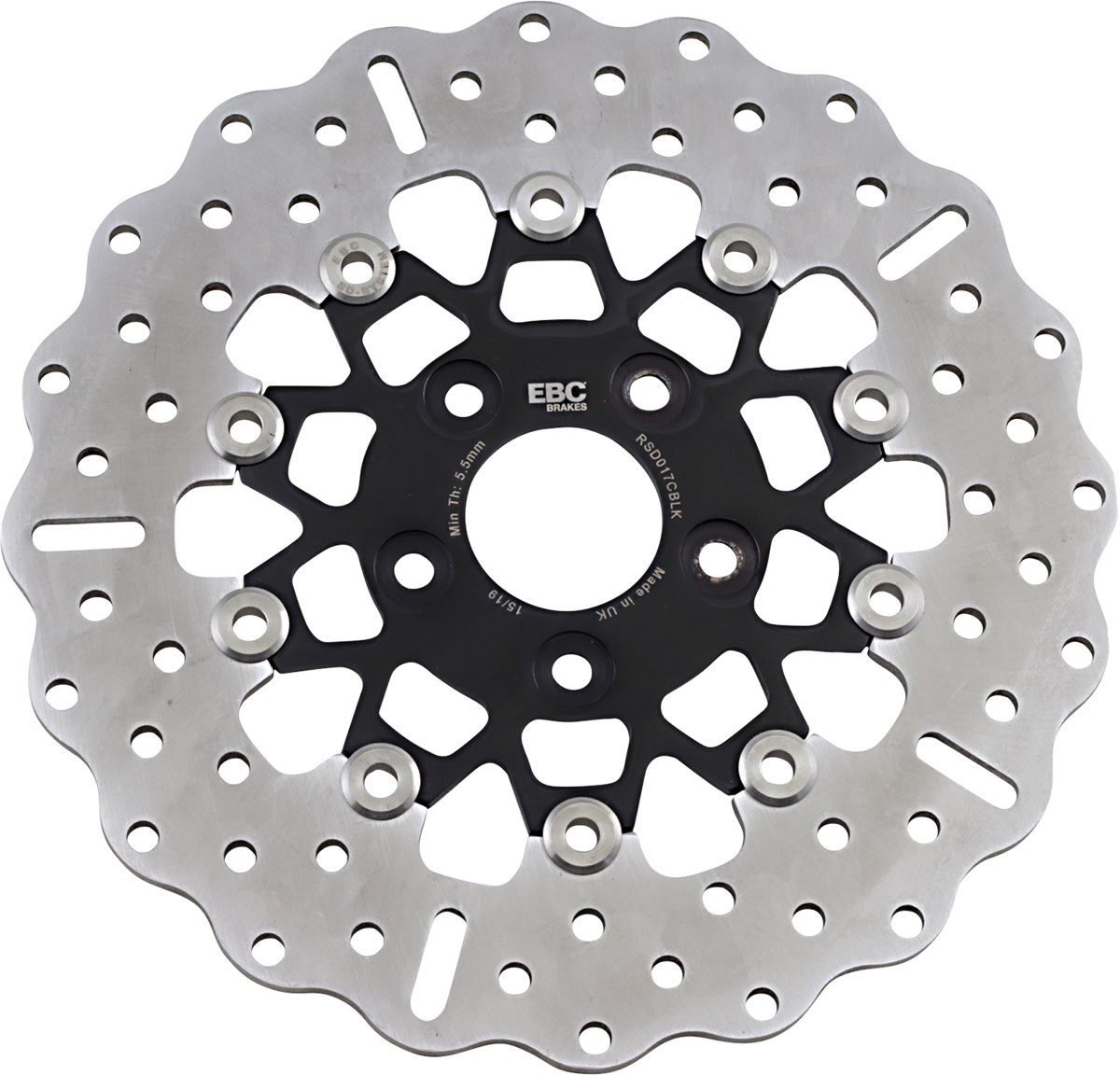 EBC Custom Stainless Steel Rear Brake Rotor - RSD017CBLK (Harley-Davidson 1992–1999)