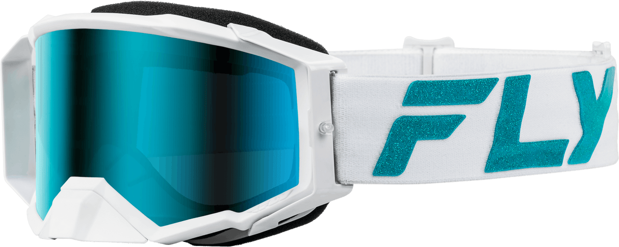 Zone Elite Goggle White/Teal W/ Blue/Teal Mir/Sky Blue Lens - Cycle City Outdoors