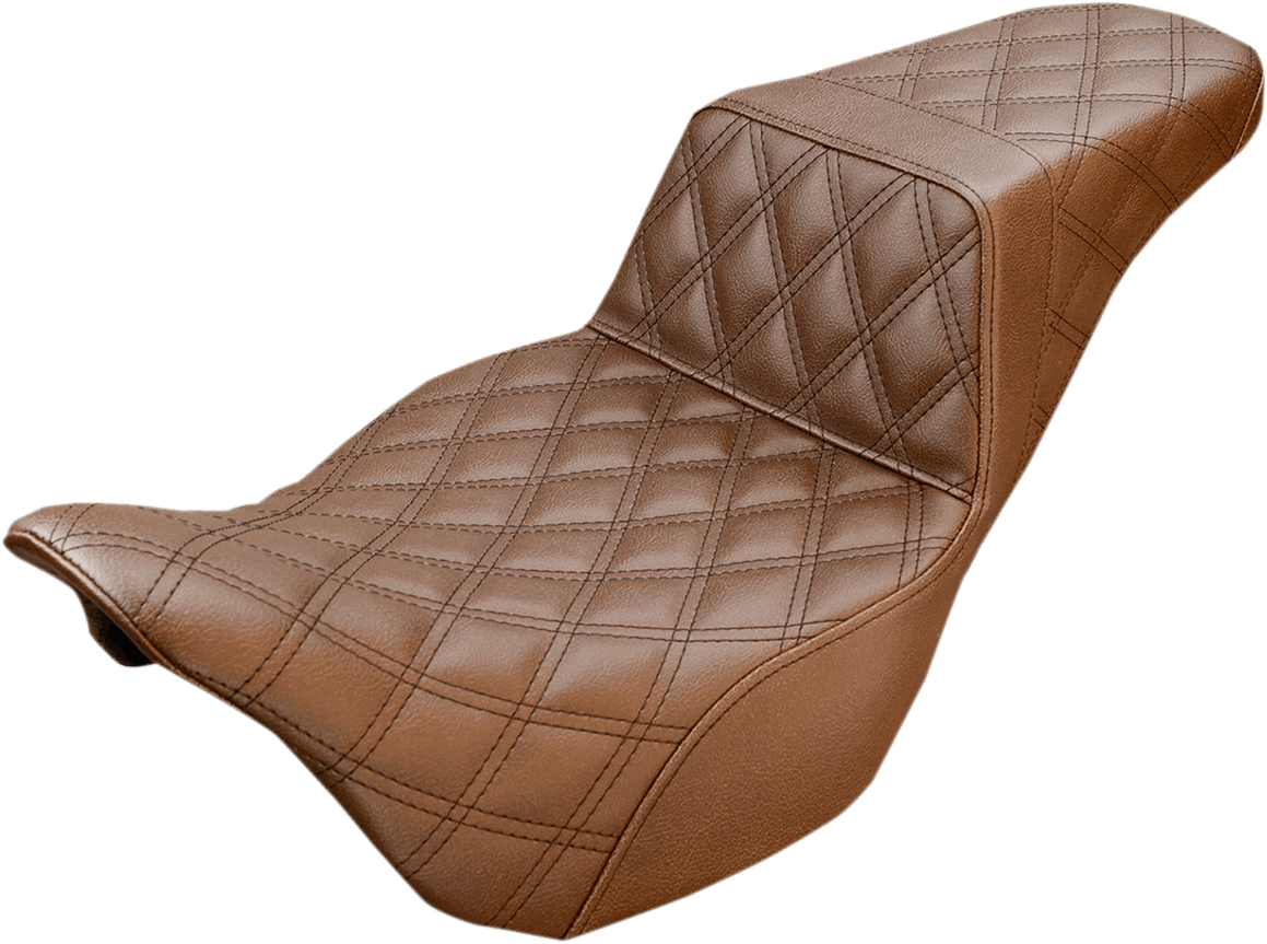 SADDLEMEN Step-Up Seat - Full Lattice Stitch - Brown - 808-07B-175BR for '08-'23 FL Models
