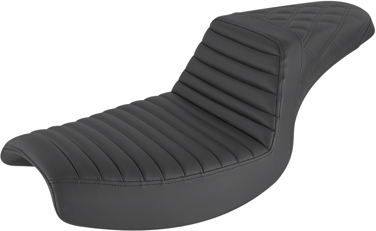 SADDLEMEN Step-Up Seat - Front Tuck-n-Roll/Rear Lattice Stitch - Black 882-09-176