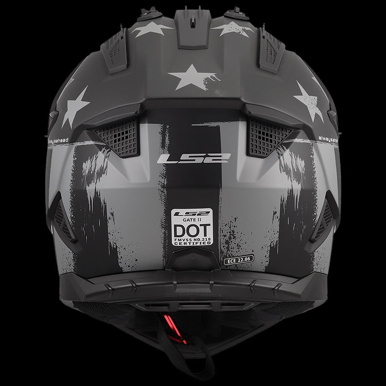LS2 - Gate II Battle Scar Moto Helmet Matte Gray Tonal Black