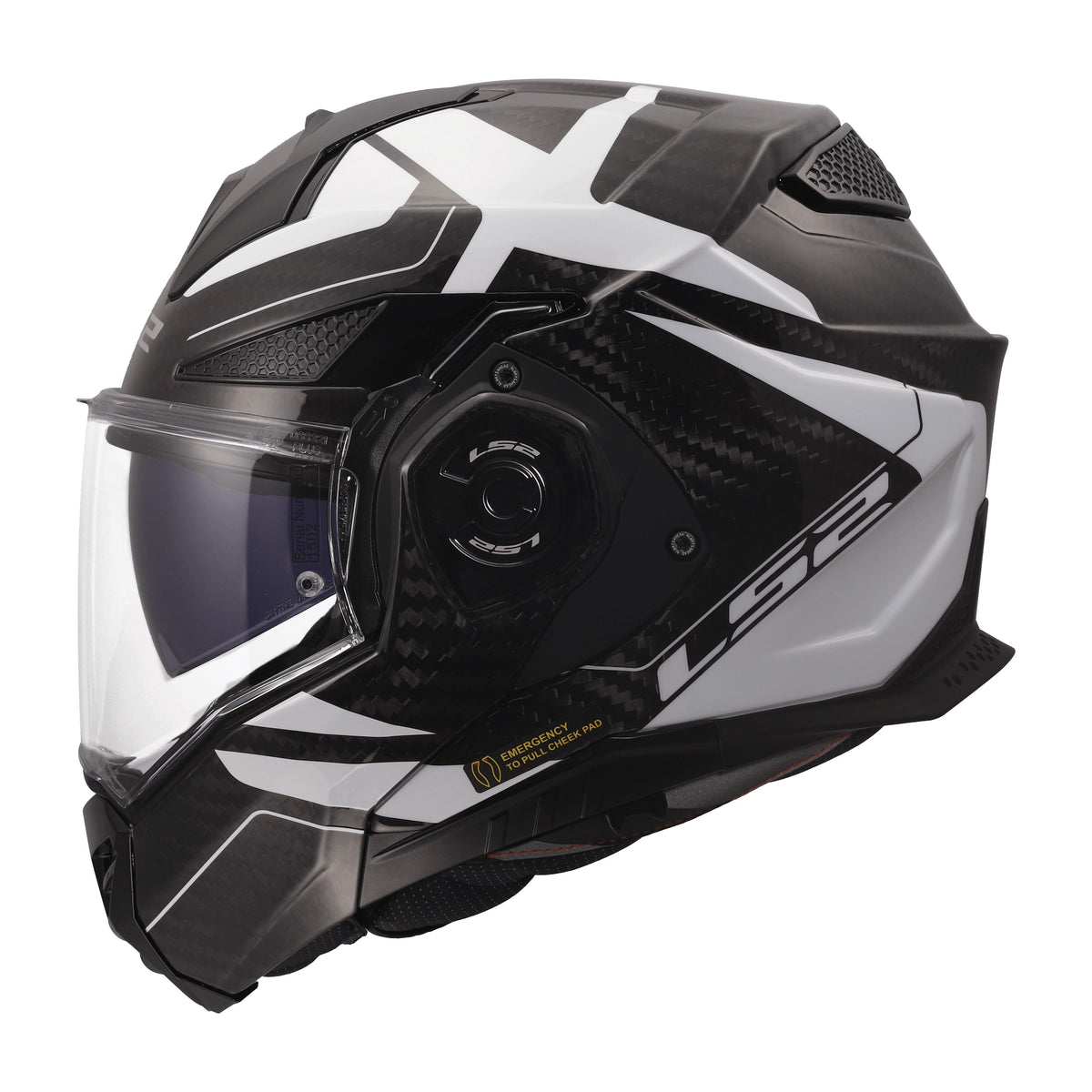 LS2 Advant X Carbon Modular Helmet | Halo | Gloss Black/White | XS–3XL | 901-2121
