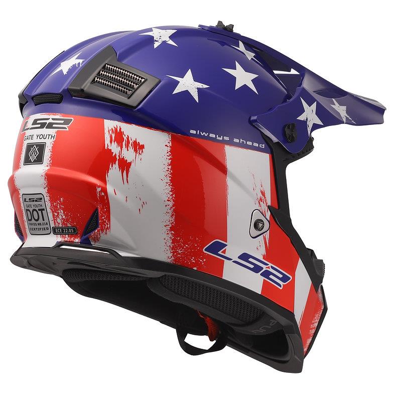 LS2 Gate Youth Battle Scar MX Helmet Gloss Red White Blue