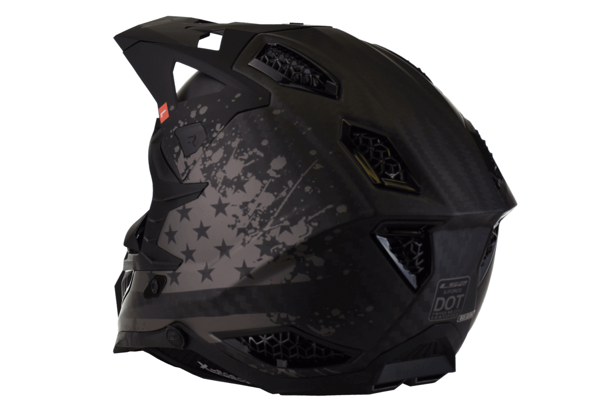 LS2 - X Force Carbon Black Flag Motocross Helmet - Matte Black/Gray