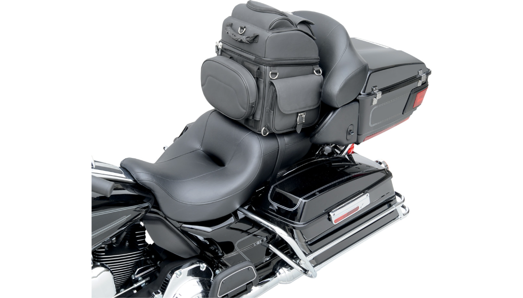 Saddlemen BR1800EX Motorcycle Sissy Bar Bag | Adjustable Backrest, Rain Cover & Two Mounting Systems