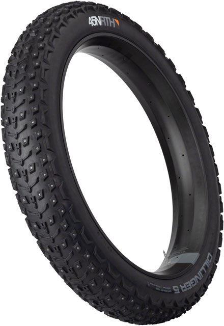 45NRTH Dillinger 5 Studded Fat Bike Tire - 26x4.6 Black | 258 Concave Carbide Aluminum Studs | 120 TPI Tubeless