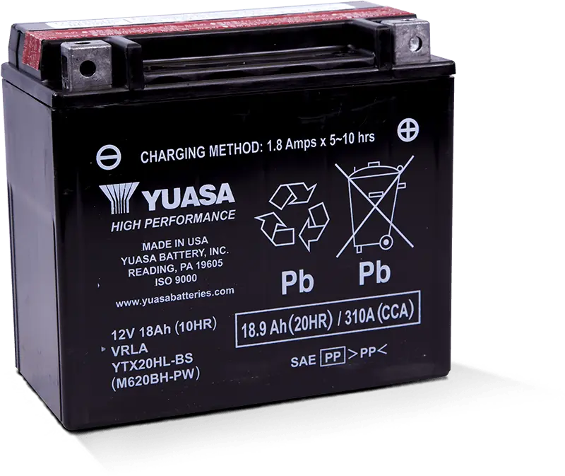 Yuasa YTX20HL-BS-PW AGM Powersports Battery | 12V 18Ah 310 CCA | Includes Acid Pack | YUAM620BH-PW