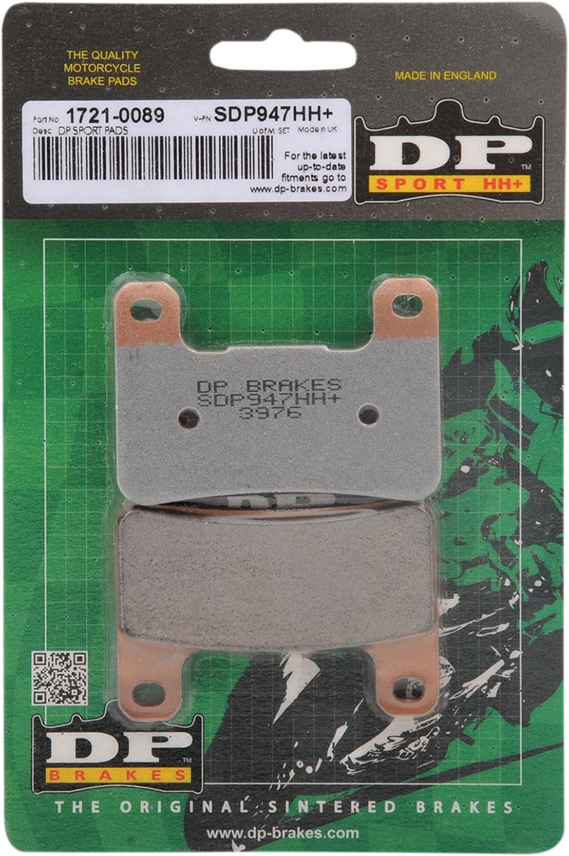 DP Brakes SDP Sport HH+ Sintered Front Brake Pads - SDP947 (Kawasaki Z900RS Ninja ZX-10R Z1000 Versys H2 SX / Suzuki GSX-R Hayabusa V-Strom M109R Boulevard 2004–2025)