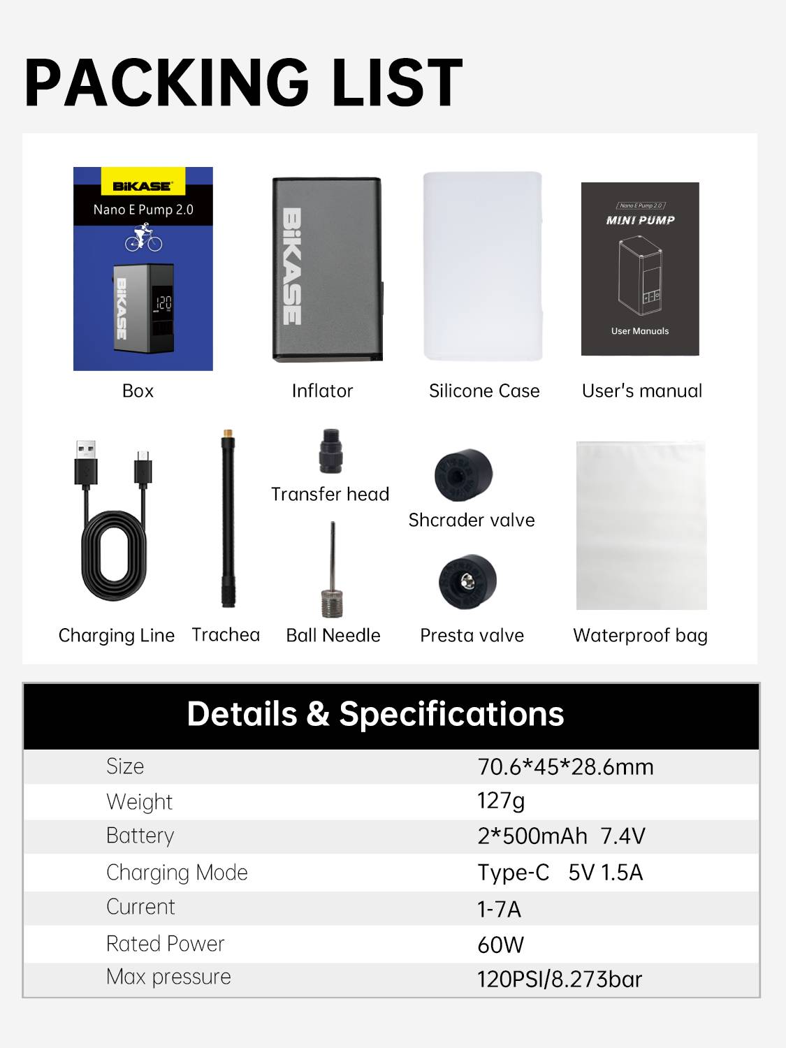 BiKase - Nano 2.0 E Pump - Portable Electric Inflator