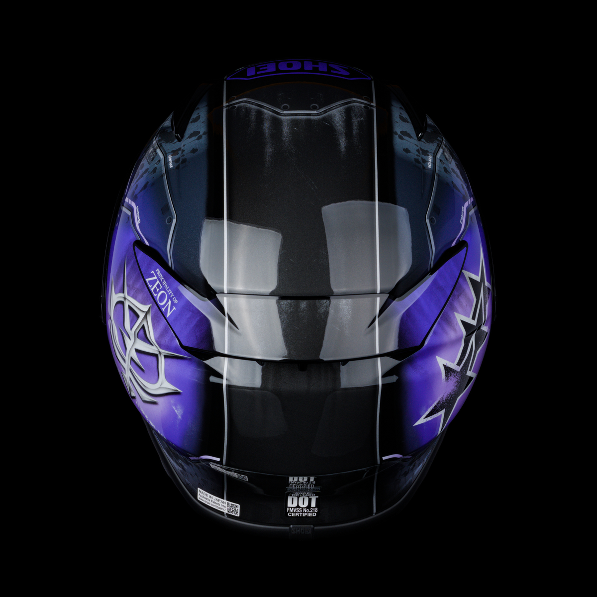 Shoei RF-1400 Black Tri-Stars Zaku II TC-12 Full-Face Motorcycle Helmet | AIM+ Shell & Pinlock EVO Included