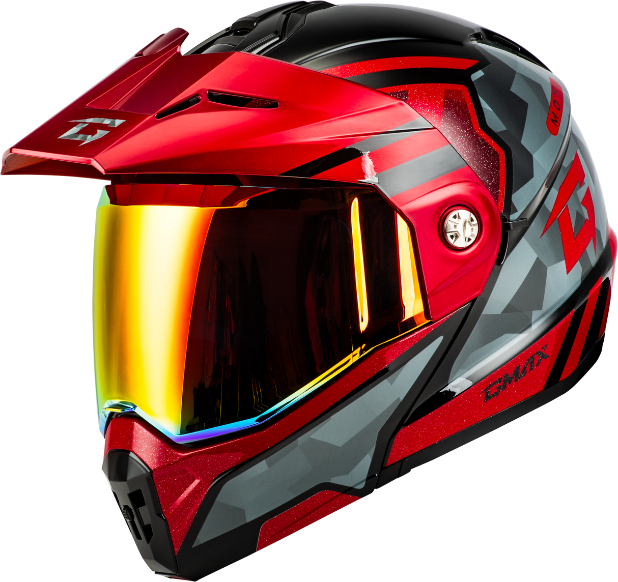 Md 74 Striker Modular Helmet W Red Shield Blk/Gry/Rd Mtlc Md