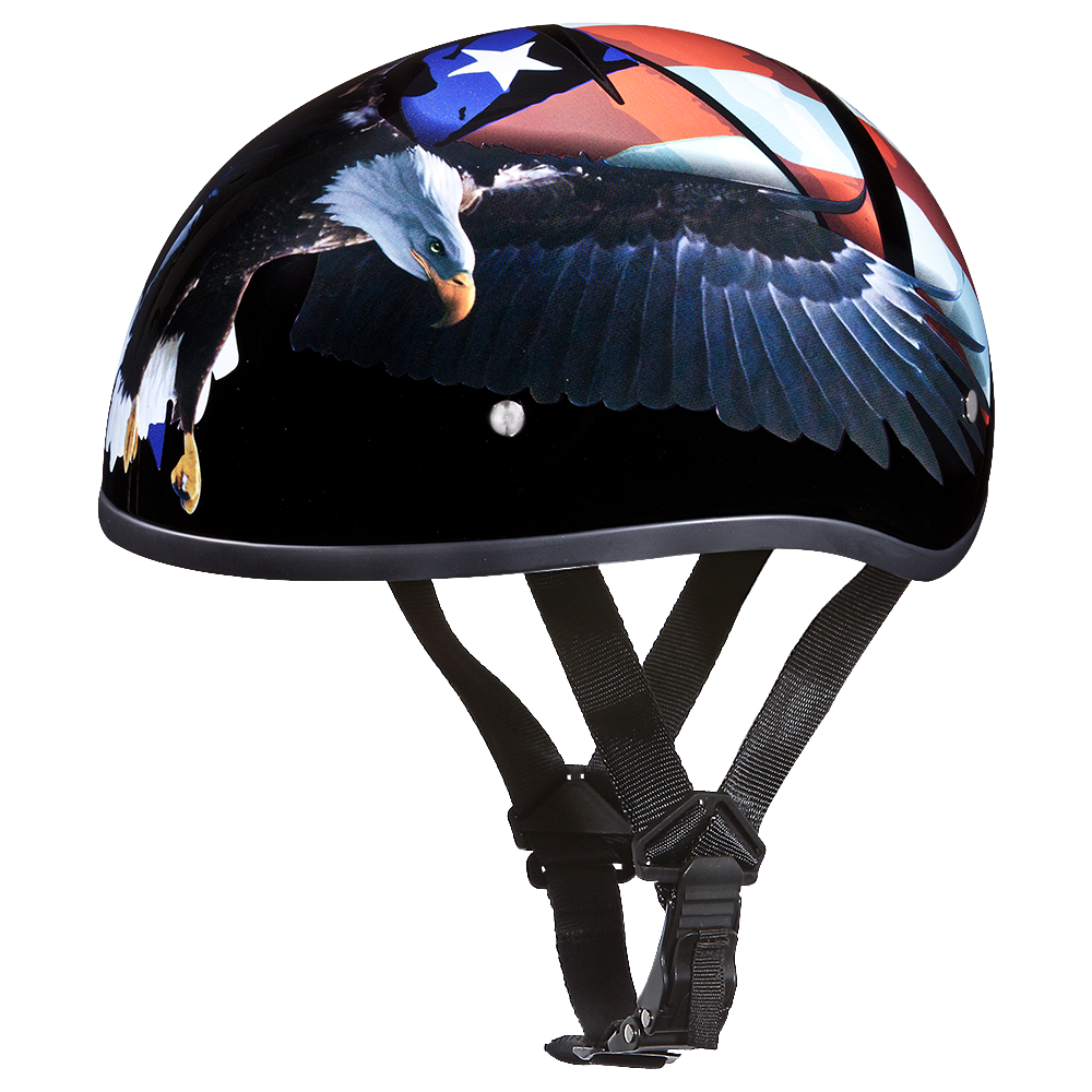 DOT Approved Daytona Motorcycle Half Face Helmet - Skull Cap Graphics for Men & Women, Scooters, ATVs, UTVs & Choppers - W/ Freedom