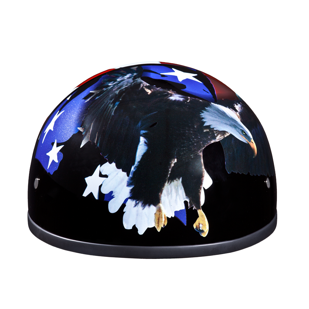DOT Approved Daytona Motorcycle Half Face Helmet - Skull Cap Graphics for Men & Women, Scooters, ATVs, UTVs & Choppers - W/ Freedom