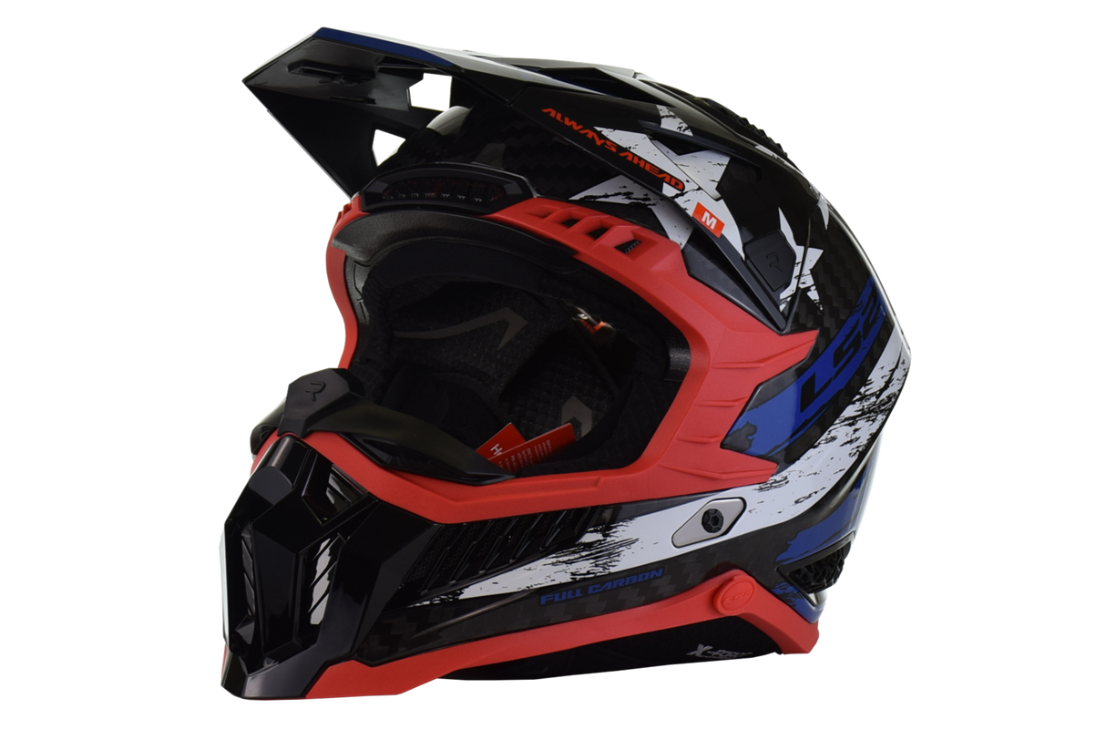 LS2 - X Force Carbon Motocross Helmet - Gloss Red/White/Blue