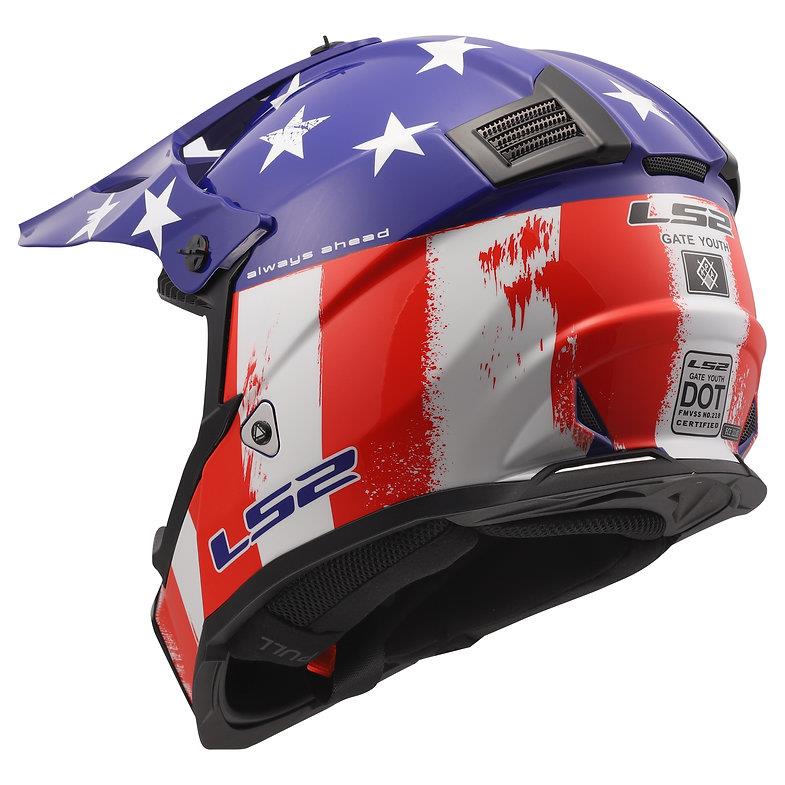 LS2 Gate Youth Battle Scar MX Helmet Gloss Red White Blue