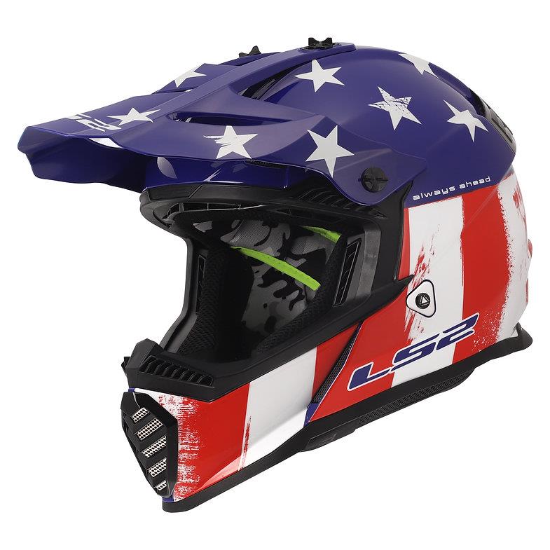 LS2 Gate Youth Battle Scar MX Helmet Gloss Red White Blue