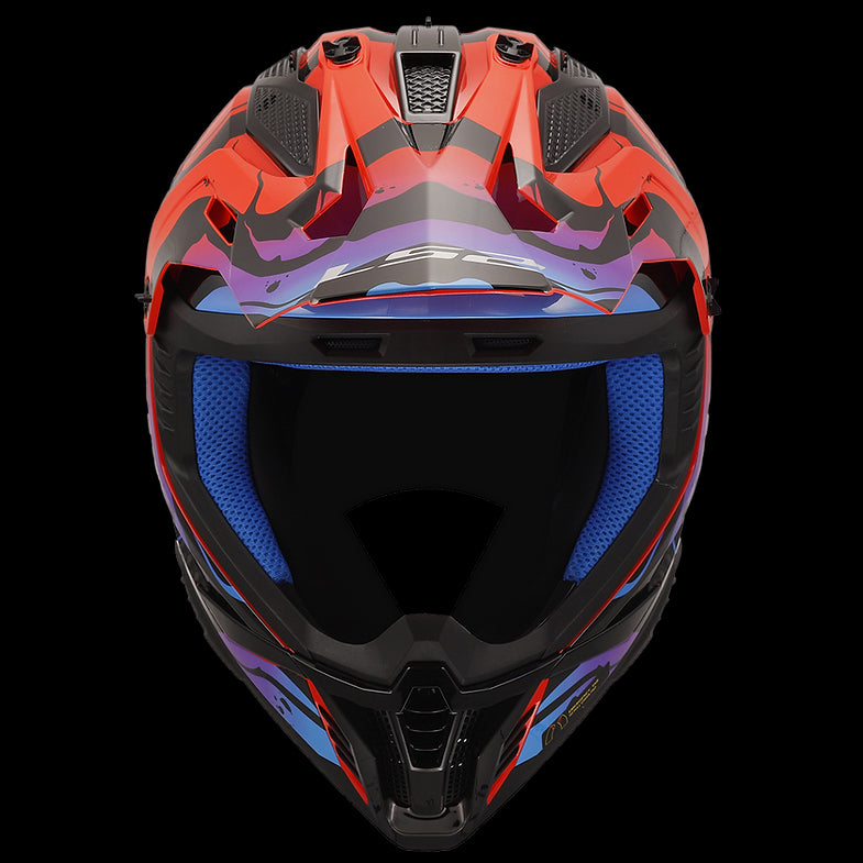 LS2 - Gate II Wash Motocross Helmet - Gloss Red/Blue/Purple